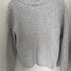 LOFT Women's Light Gray Crew Neck Sweater